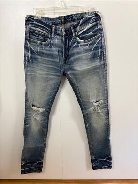 PRPS Men's Distressed Washed Blue Skinny Jeans 32
